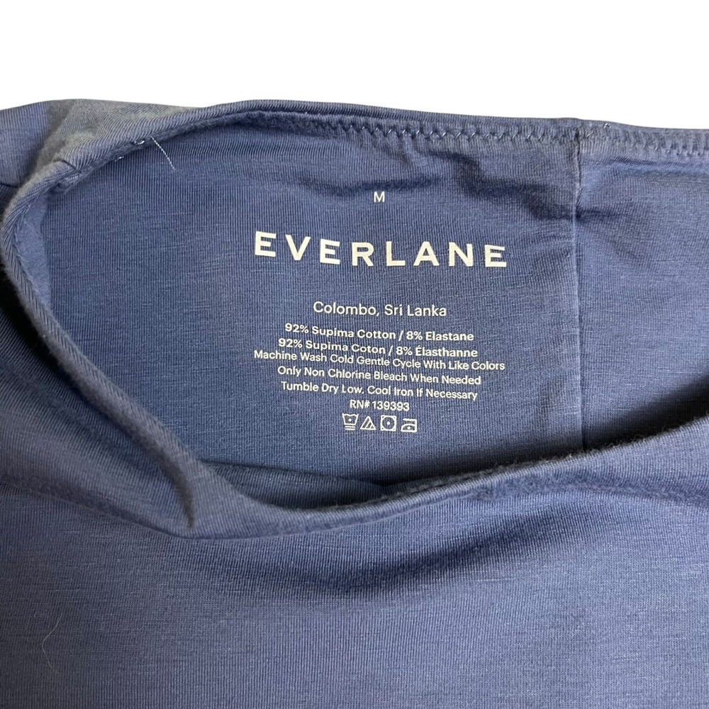 Everlane Supima Cotton Crew Neck Short Sleeve Bodysuit Blue Grey Size M - Picture 4 of 5